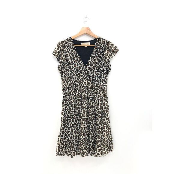 ‎MICHAEL KORS Cheetah Ruffled Print Mini Dress - Picture 1 of 9
